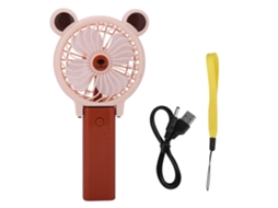 Cartooon Ventilador Mini Usb Portátil Plegable Recargable De 4 Aspas, 1 Nível De Força Do Vento, Rosa