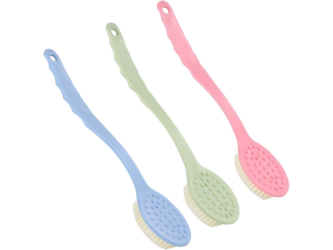 Lurelia Kit De 3 Escovas Esponja De Banho De Cuidado Corporal, Cabo Longo E Massagem Suave, Uso Diário
