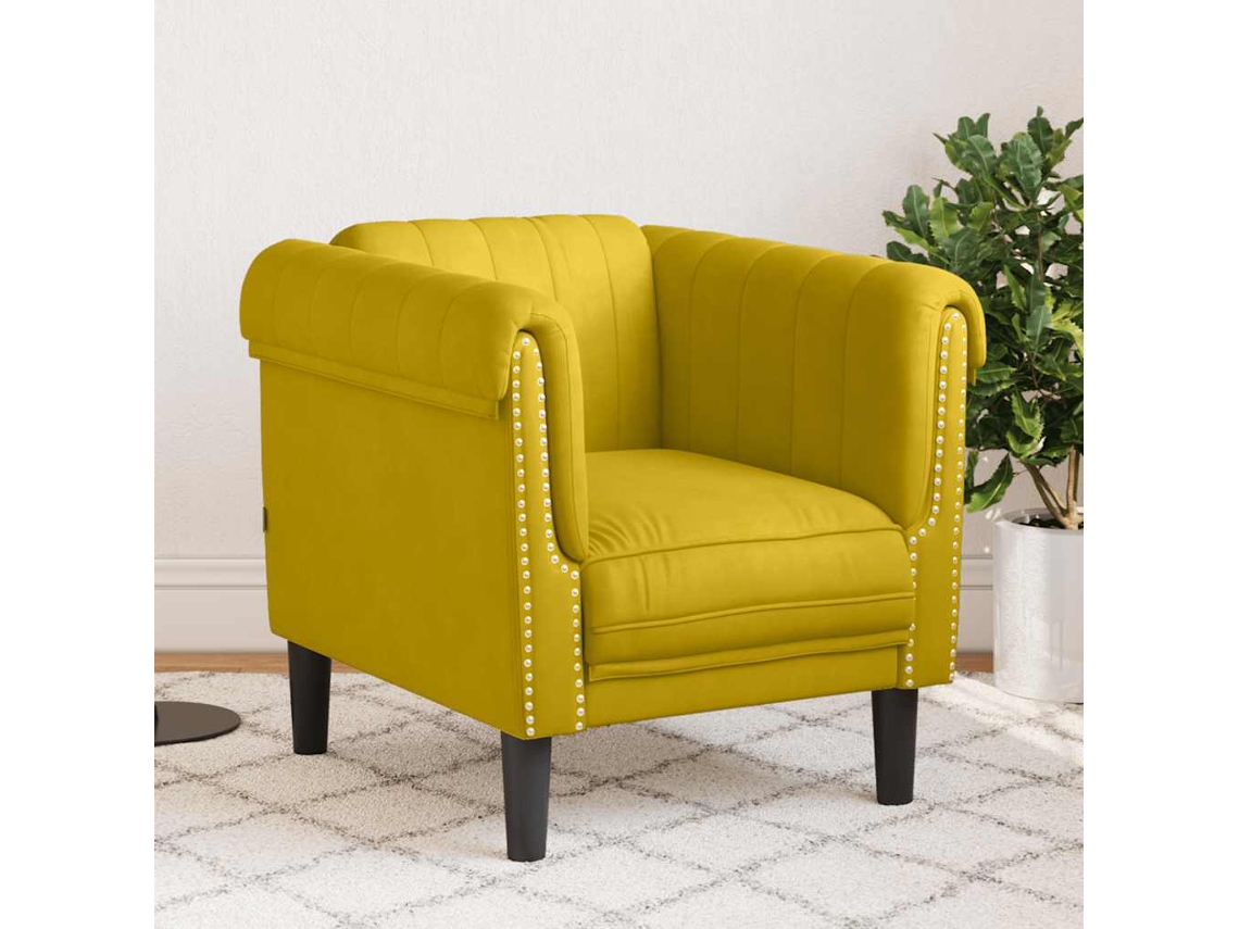 Vidaxl Poltrona Veludo Amarelo