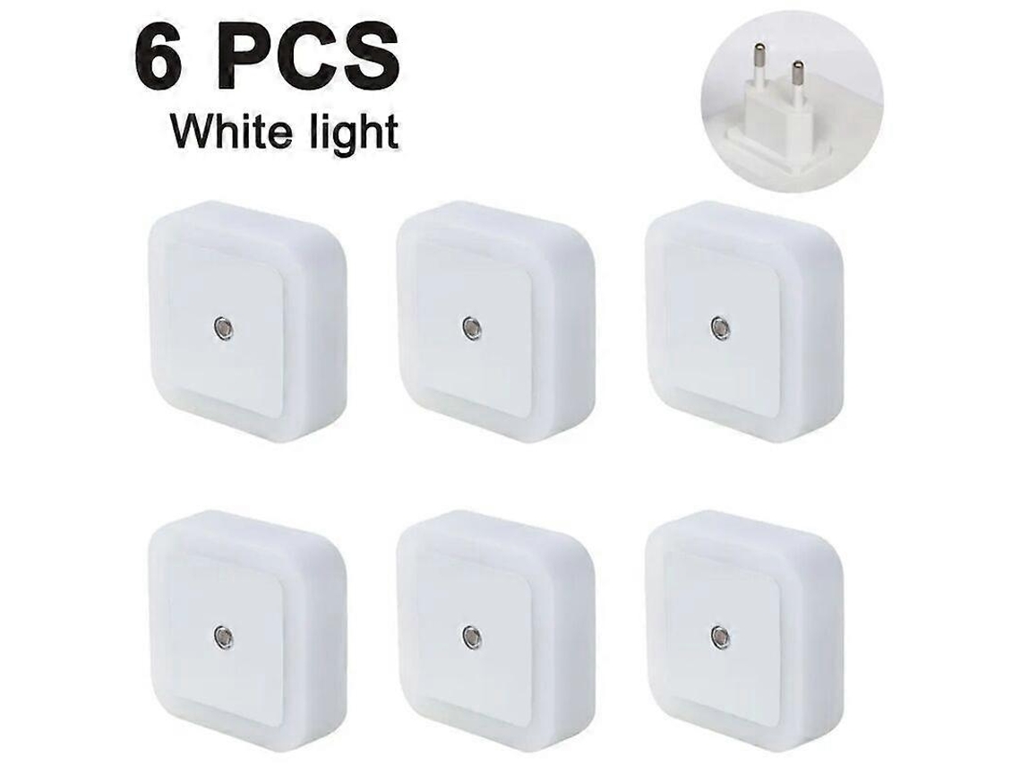 Conjunto Rebe com 6 luzes noturnas de LED, 0,5 W/110-230 V, com sensor crepuscular, luz quente automática para quarto e tomada econômica.