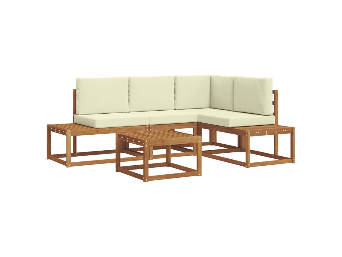 Maison Exclusive - Conjunto De Sofás Para Exterior 5 Peça Natural E Creme