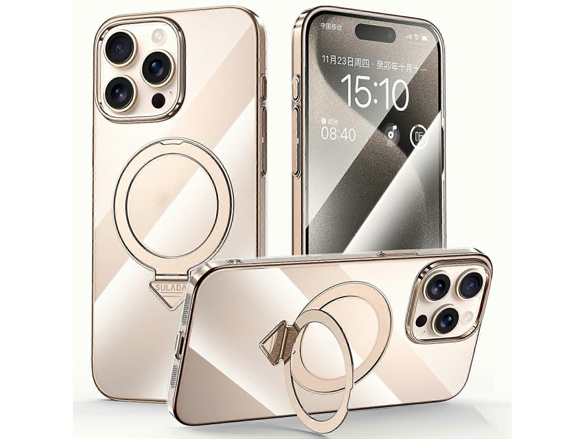 Capa Sulada Para Iphone 15 Pro Max Compatível Com Magsafe Kickstand Transparente Para Pc