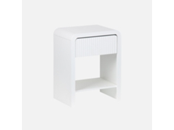 Mesa De Cabeceira Com Efeito Madeira 1 Gaveta, 1 Prateleira, Branco Sweeek