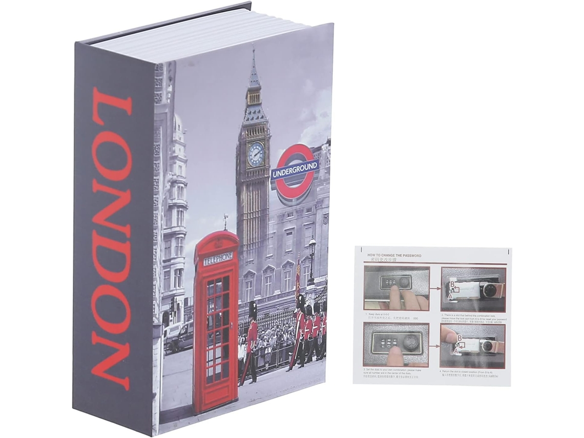 Cofre Robusto Em Formato De Livro Com Tanque Interno De Aço Inoxidável, Durável, Ideal Para Casa Ou Gokoco
