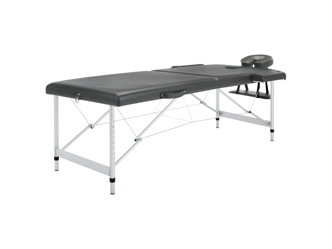Vidaxl Mesa Massagens C/ 2 Zonas Estrutura Alumínio 186x68cm Antracite