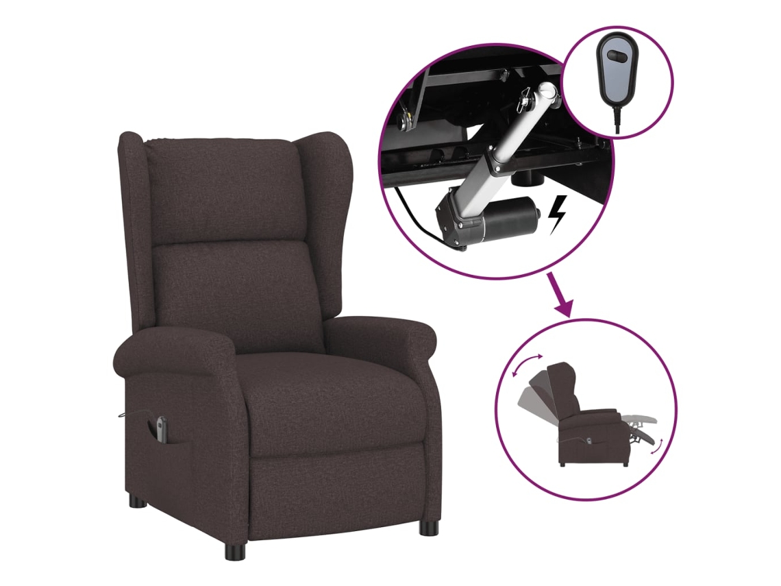 Electric Recliner Chair, Electric Recliner Chairs Vidaxl Marrom Tecido