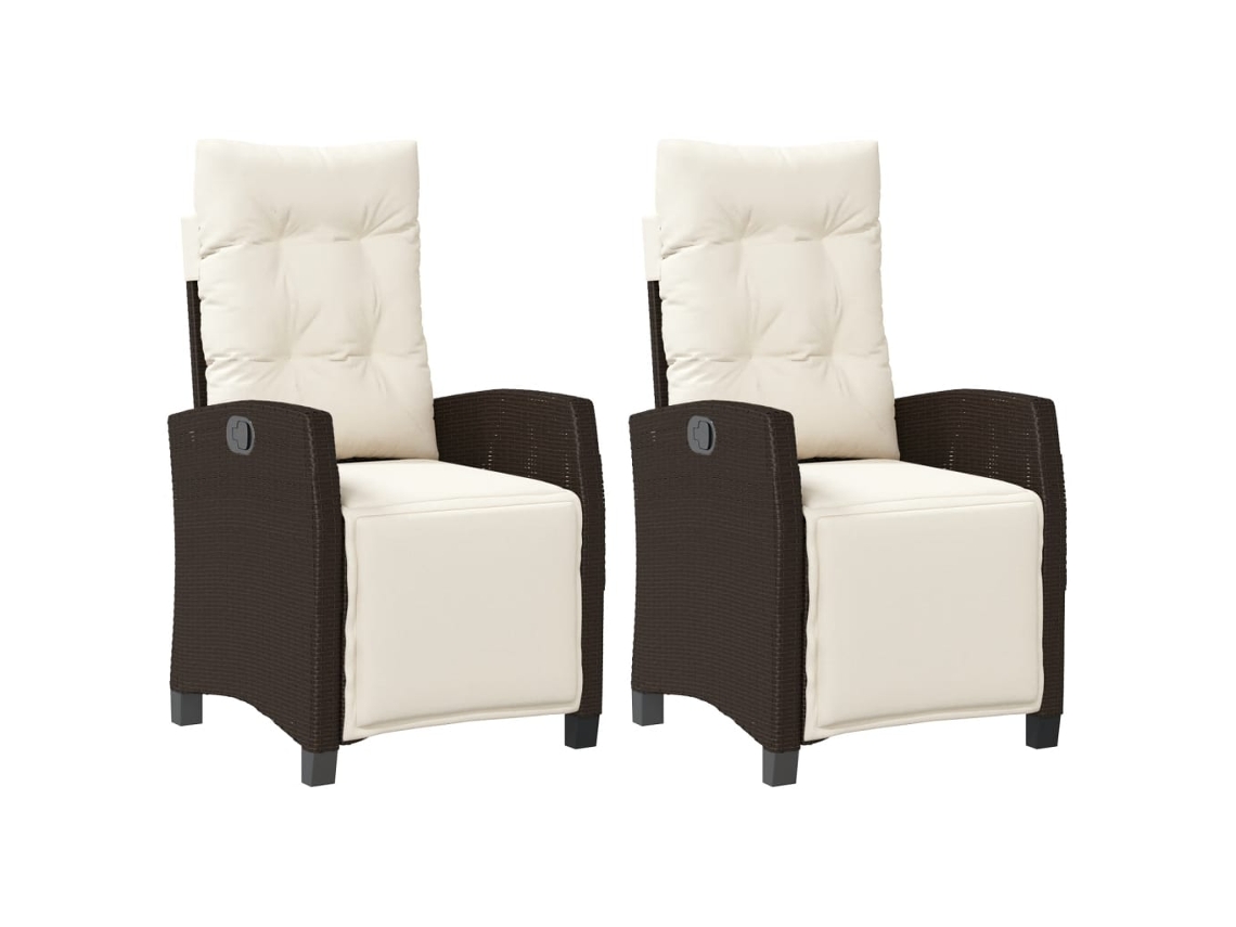 Conjunto de 2 Cadeiras Jardim Reclináveis com Apoio Pés Vime Castanho MAISON EXCLUSIVE