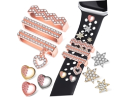 Conjunto De 9 Anéis Decorativos Para Pulseira De Smartwatch Com Pingentes, Formas E Acessórios Práti Gokoco