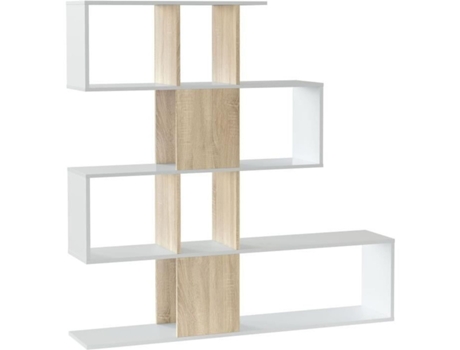 Estante ZIGZAG - carvalho e branco - 3 níveis - 145 x 145 x 28 cm AUCUNE