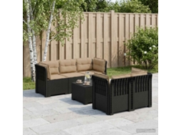 Vidaxl Sofá De Jardim De 5 Pessoas Com Almofadas Visual De Rattan Pp