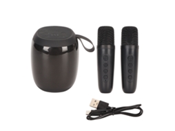 Caixa de Som Bluetooth EOOCOO com efeito de Luz Rgb Ktv e Microfones
