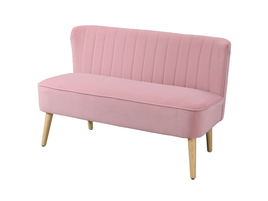 De 2 Lugares Estofado Lounge Rosa Sofá De Largo Tecido
