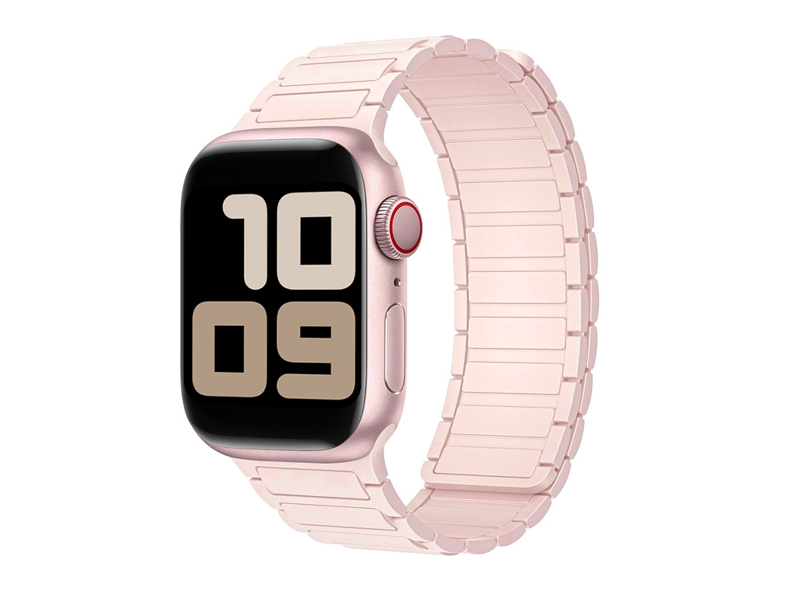Pulseira magnética de silicone com três contagens e duas seções para Apple Watch Series 11, rosa lótus, 44 45 46 49 mm