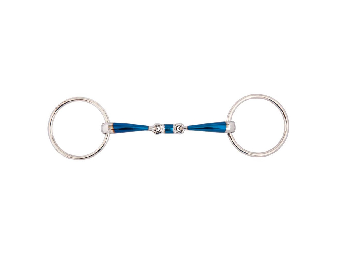 Bocais BR Snaffle de junta dupla argolas sweet iron