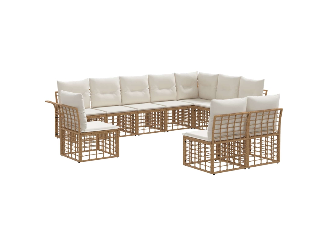 Maison Exclusive - Conjunto De Sofás Para Exterior 10 Unid. Natural E Branco Creme