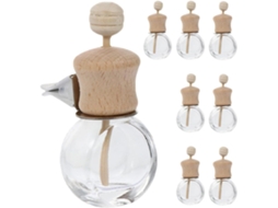 Conjunto De 8 Frascos Vidro Vazios 10ml Para Difusor Carro Com Clipe Madeira Saída Ar.elimina O...