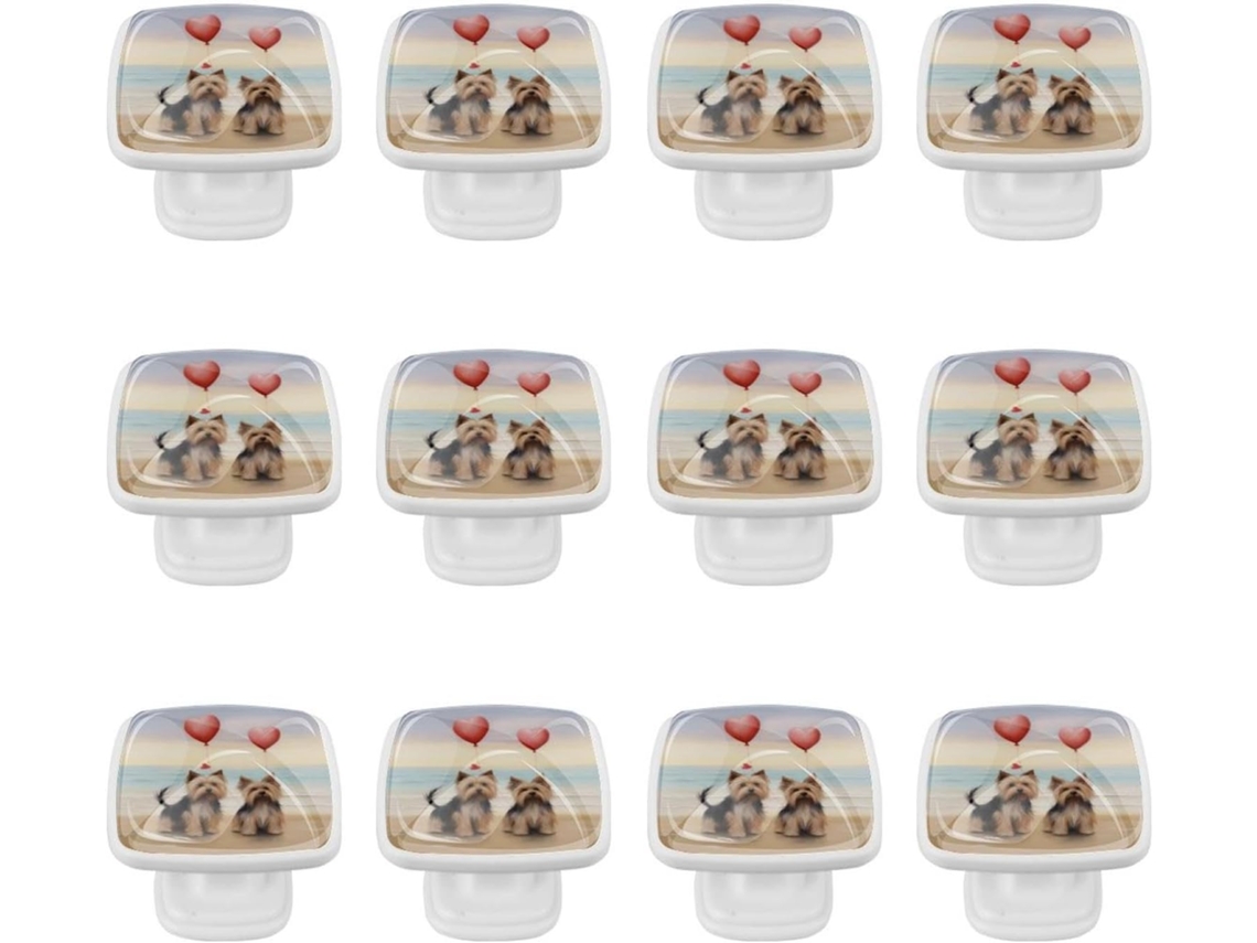Puxadores Quadrados Para Gavetas De Cômoda, Puxadores Para Armários De Cozinha, 12 Peças, Cachorro Praia Amor Balão