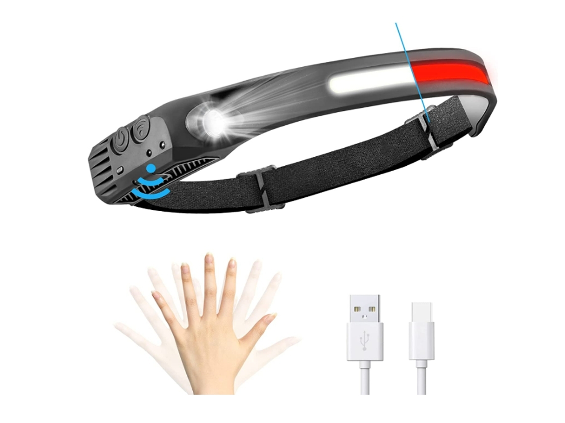 Farol BISBISOUS W689 Led Recarregável com Sensor de Movimento Inteligente e 8 Modos de Iluminação Preto VIGA EUROPE