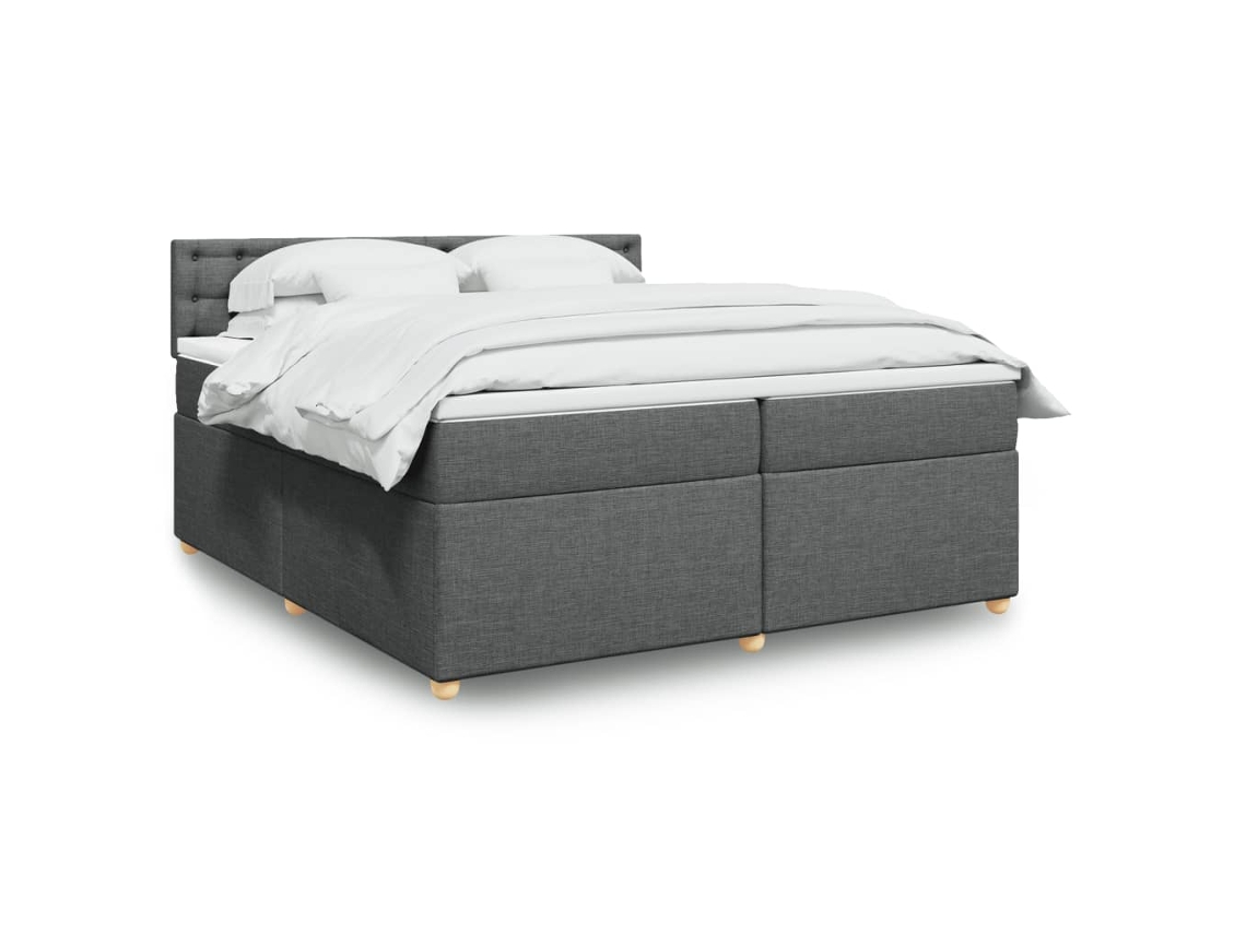 Vidaxl Cama Com Molas/colchão 200x200 Cm Tecido Cinzento-escuro