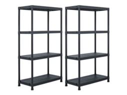 Conjunto 2 Storage Shelf, Storage Shelves Vidaxl Preto Plástico (60 X 30 X 138 Cm)
