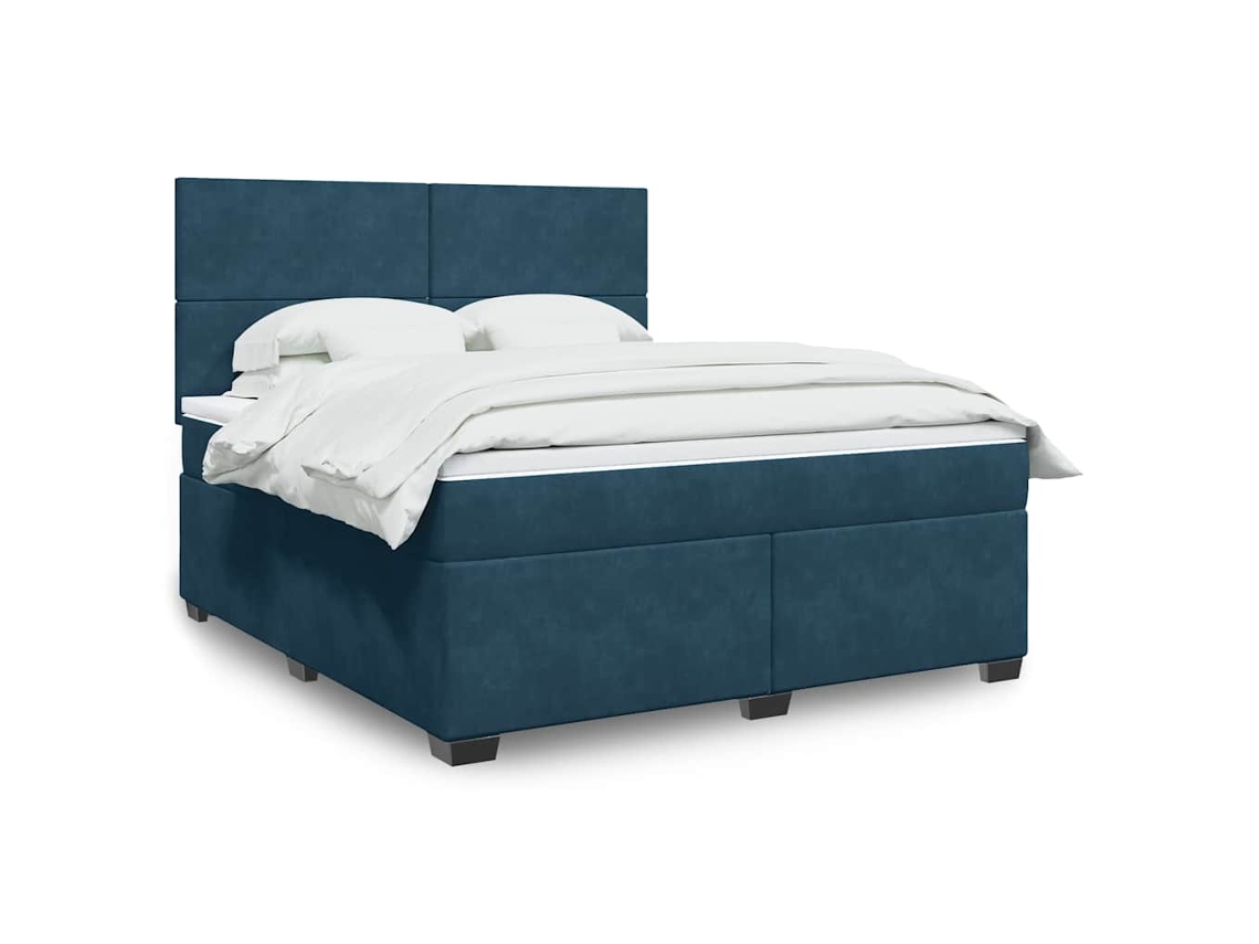 Vidaxl Cama Com Molas/colchão 180x200 Cm Veludo Azul