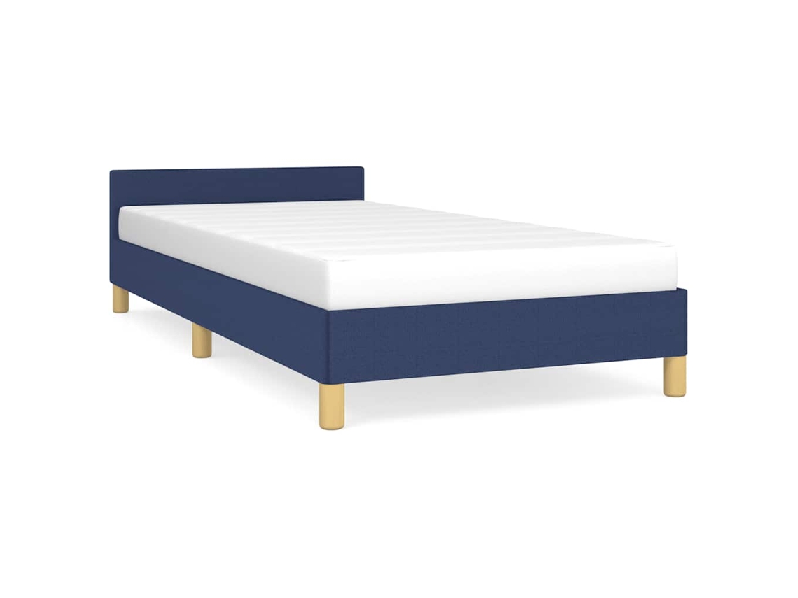 Estrutura de Cama com Cabeceira Tecido Azul 100x200 cm MAISON EXCLUSIVE