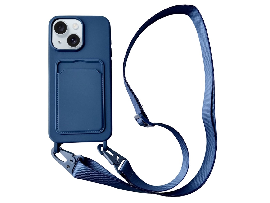 Correia Casa Marinho Para Iphone 15 Plus Silicone Com Porta-cartões Azul