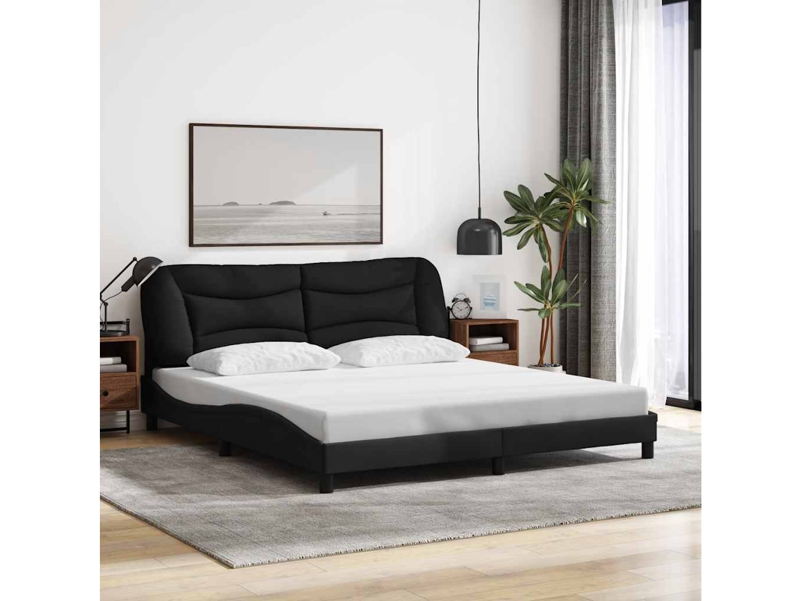 Vidaxl Estrutura De Cama Sem Colchão Hvar 180x200 Cm Tecido Preto