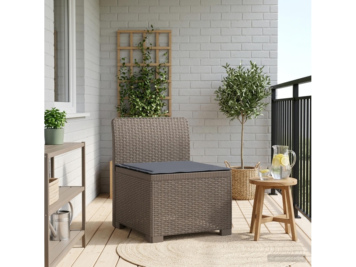 Vidaxl Sofá De Jardim 1 Lugar Com Almofada Look Rattan Pp