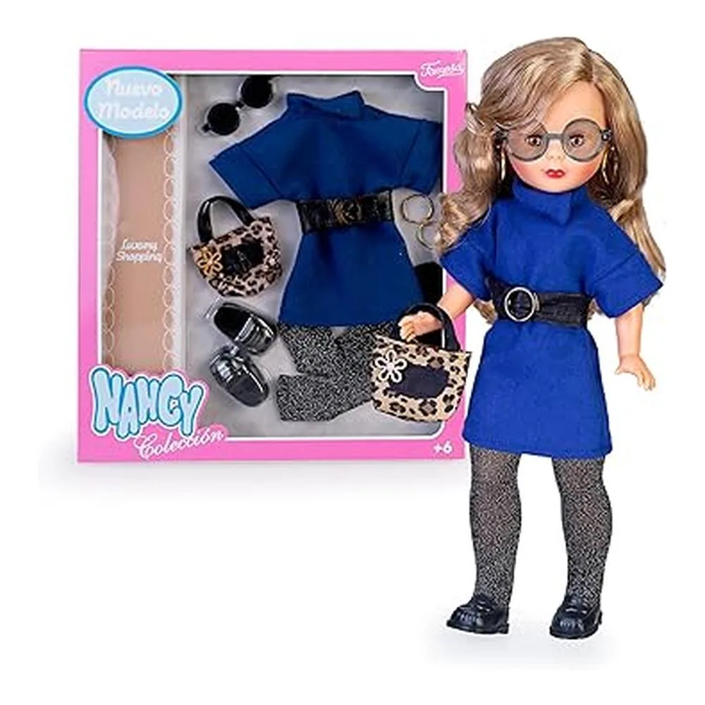 Nancy Colección Luxury Shopping, Conjunto De Moda Con Vestido Azul Nal17000 Famosa P25