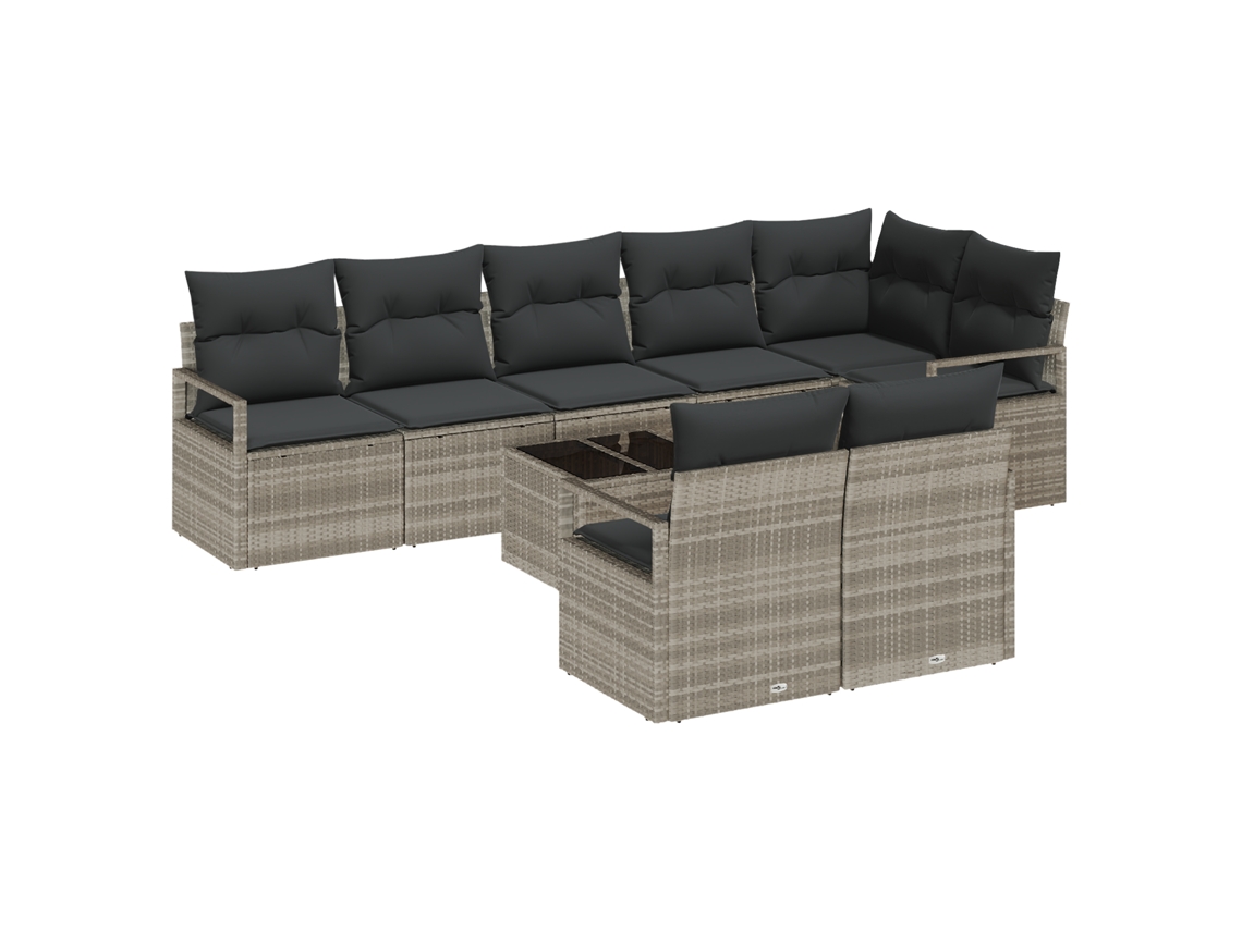 Conjunto 9 Conjunto De Jardim Vidaxl Cinzento-claro Vime Pe (287 X 122 X 85 Cm)
