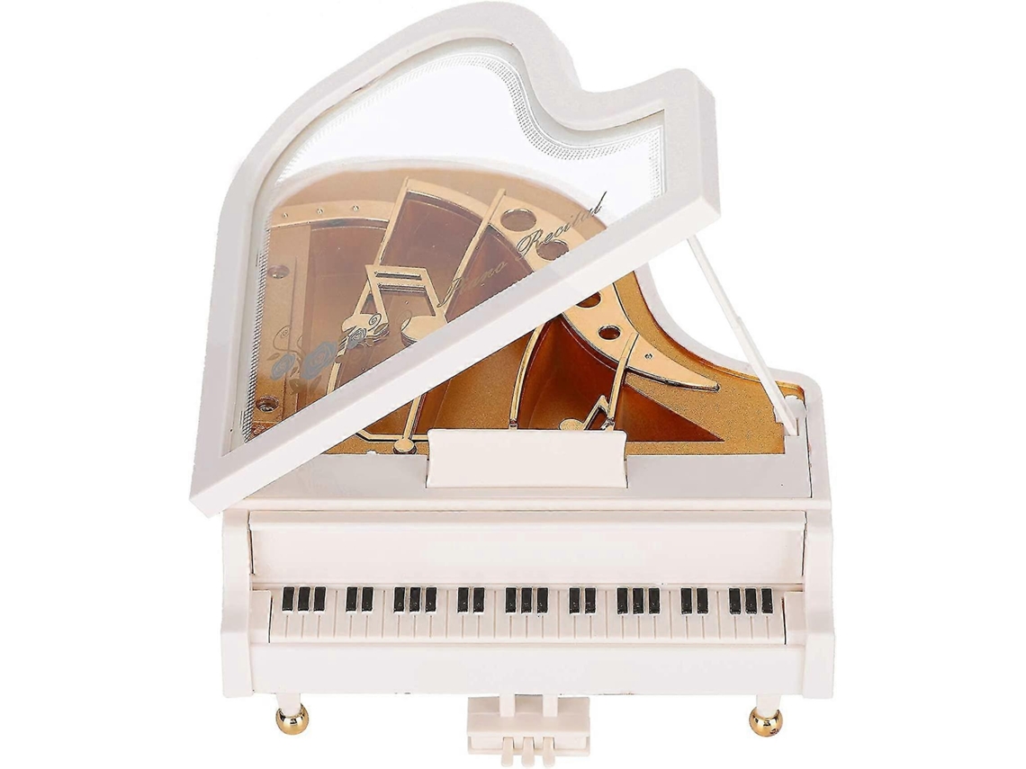 Caixa De Música Piano Branca 12,5 X 11,9 X 14,5 Cm Mini Piano Ornamento De Mesa Caixas De Música Presente Hengjian