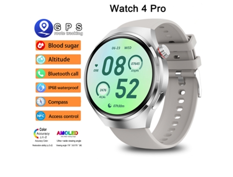 Smartwatch Timovo® Reloj Inteligente Para Android Ios Gt4 Pro Relógios À Prova Dwaterproof Água, Fitness Ao Ar Livre, Nfc, Rastreador Gps Prata