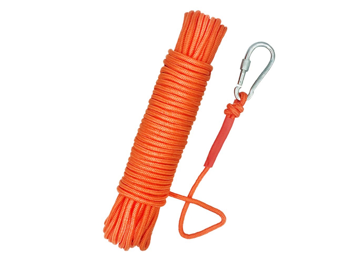 Linha de Pesca Magnética 10m, Grossa com Mosquetão, Corda Nylon Alta Resistência, Segurança. AQUAFORGE