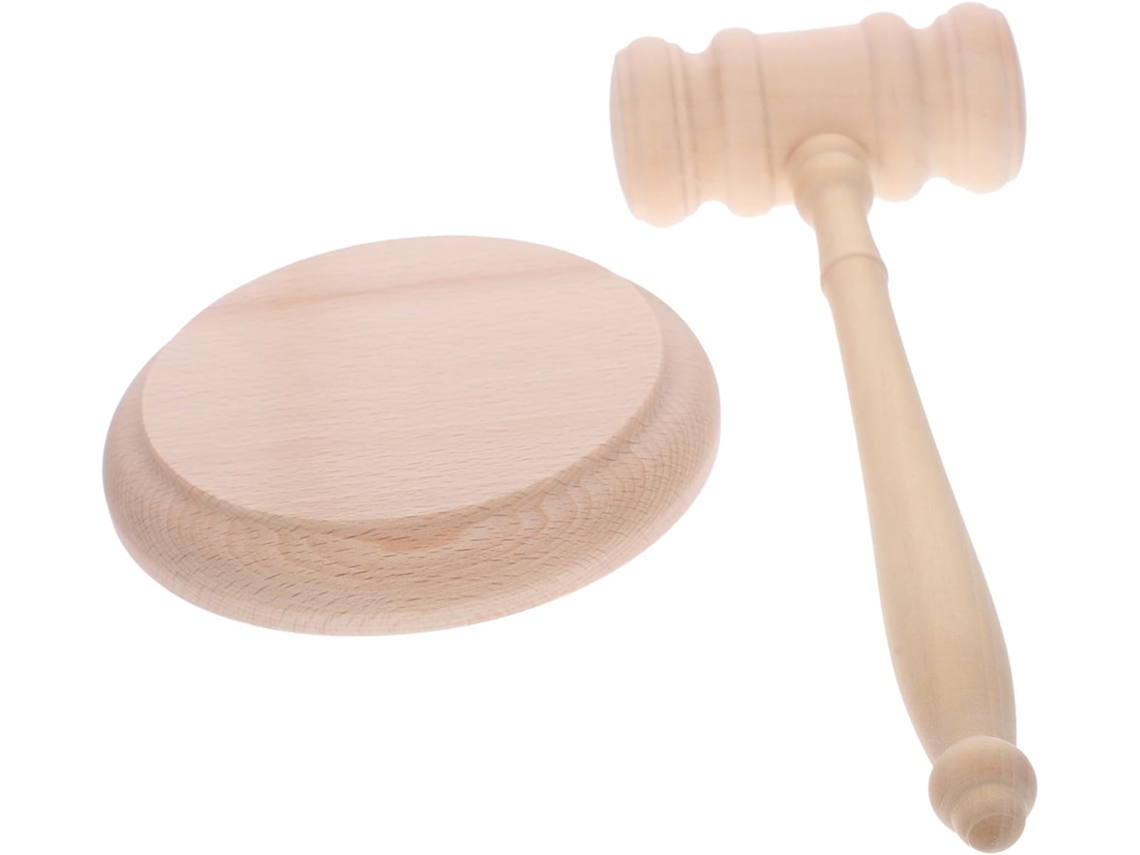 Topbathy Martelo de Juiz em Madeira Faia com Base 42x90 Mm, Compacto para Leilões, Instrumento Percussão