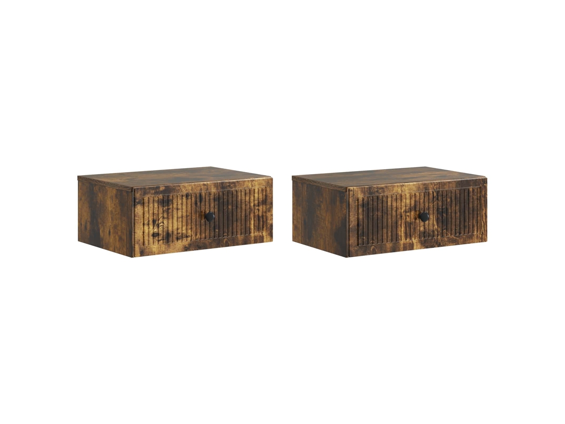 Vidaxl Armário de Cabeceira 2 Pcs Carvalho Fumado 49 X 34,5 X 20 Cm