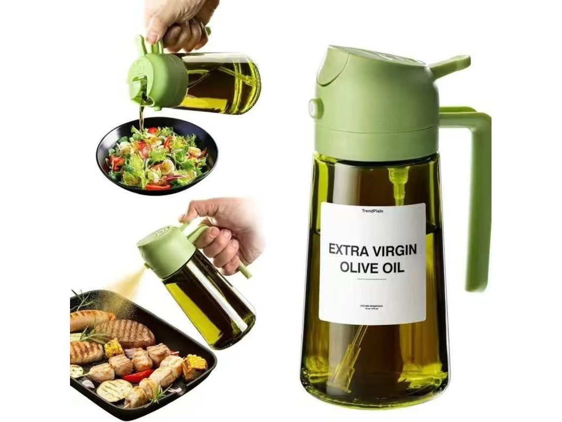 Frasco Spray Recarregável Para Óleo E Azeite, Em Vidro, 470 Ml, Verde, Para Fritadeira A Ar, Grelhados