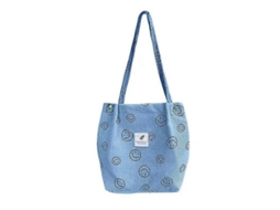 Bolsa De Compras Feminina Casual Dobrável Em Veludo Cotelê, De Alta Qualidade, Ecológica E Reutilizável, Leve E Com Alça De Ombro. Venda Por Atacado.