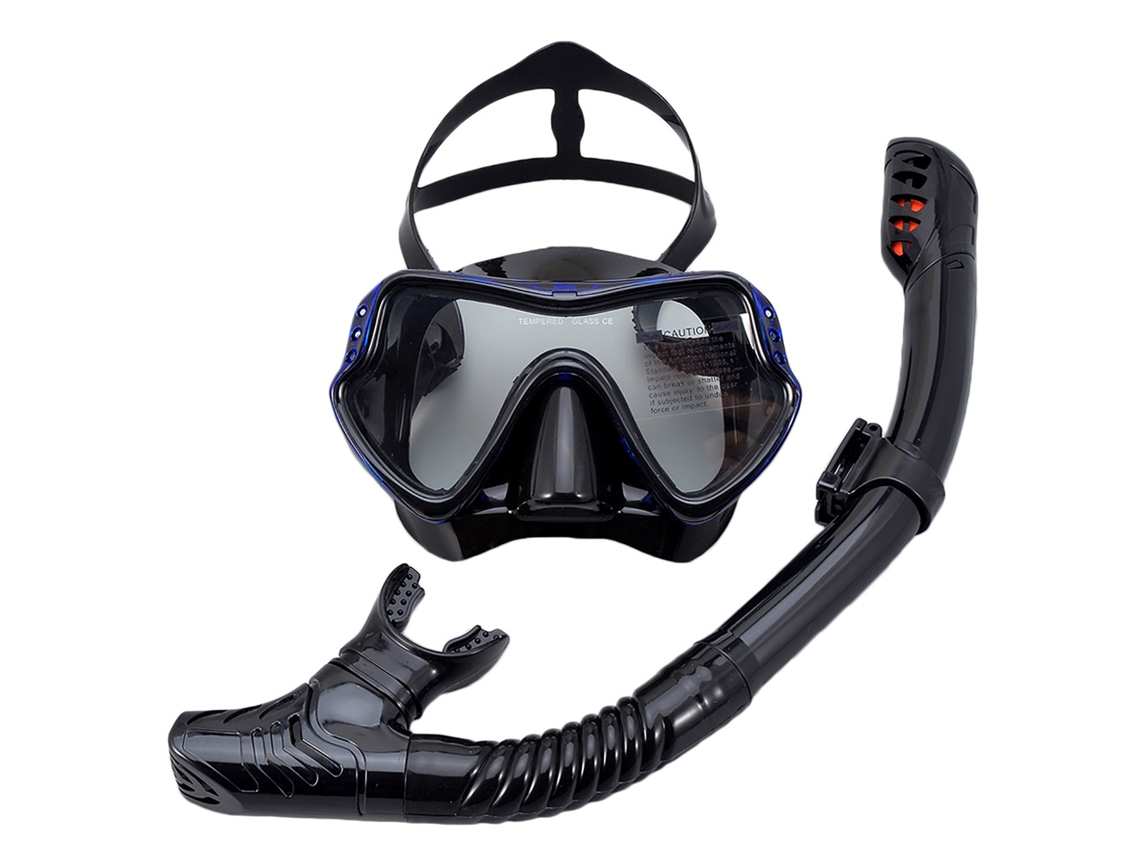 Conjunto Snorkel Mascara Ajustavel Azul Preto Seguro