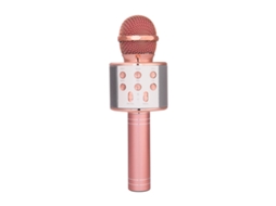 TECHKIDZ Micro Karaoke Bluetooth com Função de Gravação e Ranhura para Cartão Micro-Sd Rosa
