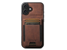 Capa Para Iphone 17 - Couro Cor Lichia Com Compartimentos Para Cartões E Suporte