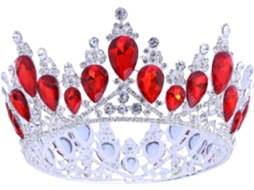 Coroa Elegante Com Strass Para Mulheres, Tiara E Acessório De Cabeça Vermelho Chique Para Casamentos E Festas.
