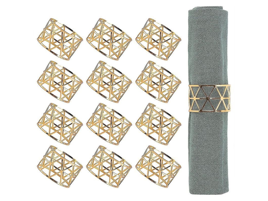 12 Anéis Para Guardanapos Dourados, Porta-guardanapos Para Mesa, Decoração De Mesa Para Jantar, Aniversário, Festa