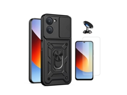 Kit Vidro Clearglass Capa Magnetic Slide Window Suporte Magnético Phonecare Para Xiaomi Redmi A7 - Preto