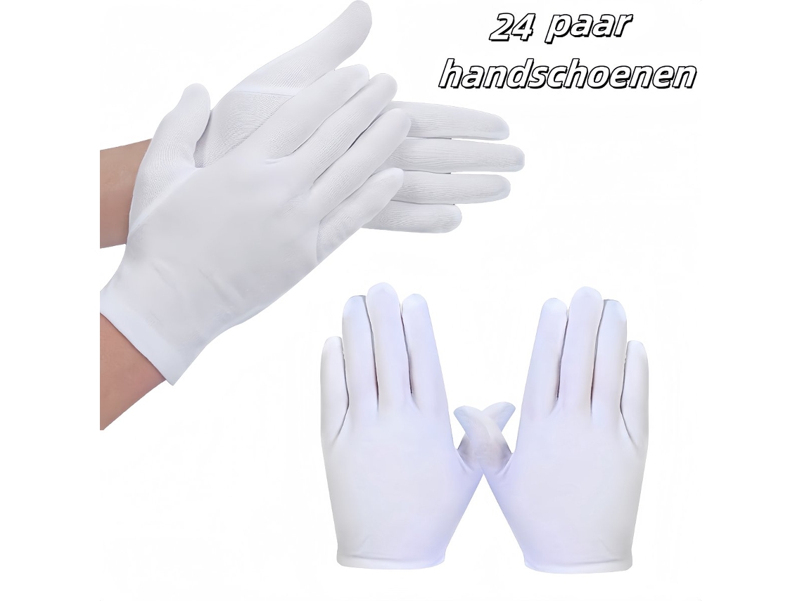 24pares Luvas De Algodão Absorventes, Tamanho Único, Branco
