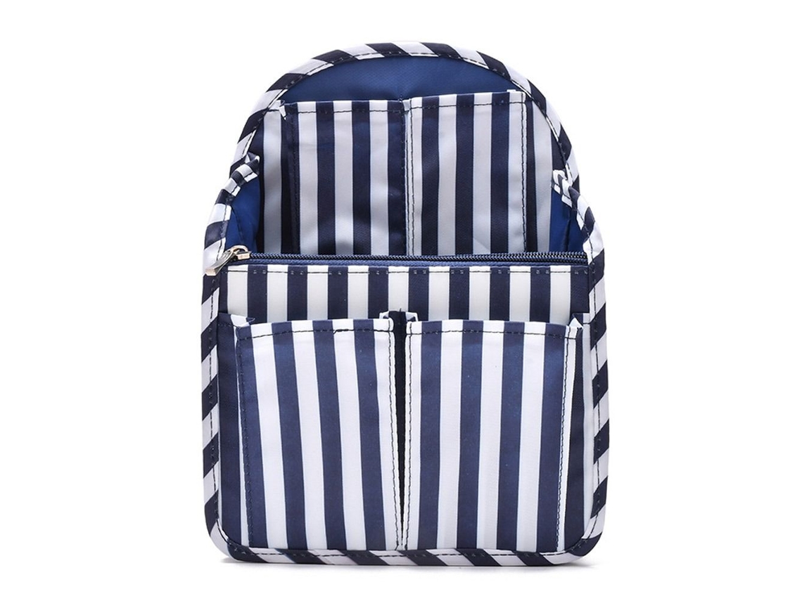 Bolsa Organizadora BRILVIBERA para Mochila, com Compartimentos e Forro, Listras Azul Marinho