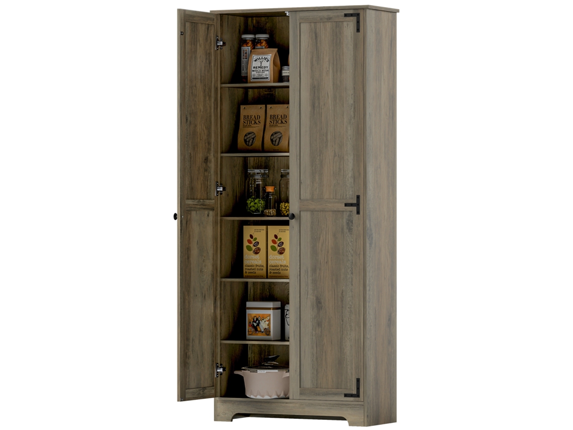 Despensa de Cozinha 2 Portas prateleiras ajustáveis marrom acinzentado 78x31,5x182 Cm | S/MARCA