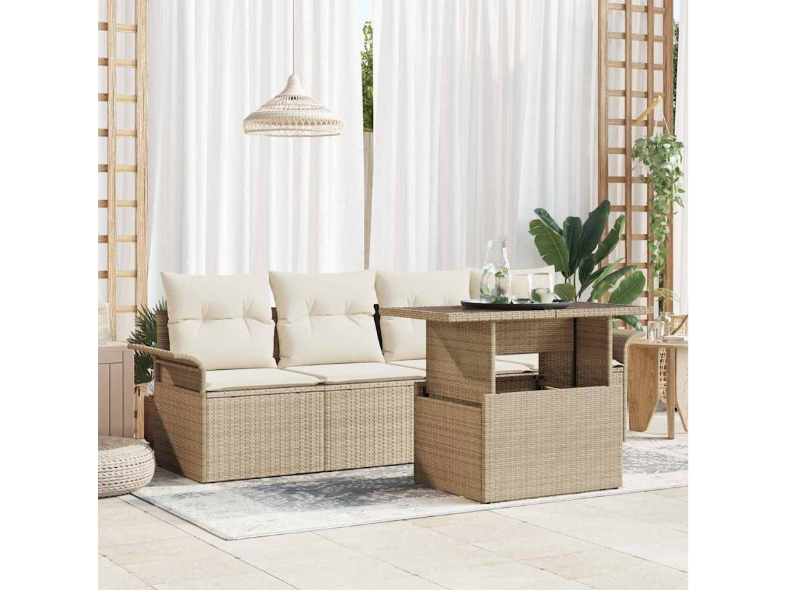 Vidaxl Conjunto De Sofá De Jardim 5 Unid. Bege