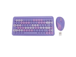 Teclado e ratón retro 2,4 GHz, teclas redondas, cor violeta fumaça, para uso doméstico | S/MARCA