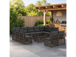 Vidaxl Conjunto De Sofá De Jardim 12 Unid. Cinzento Vime Pe